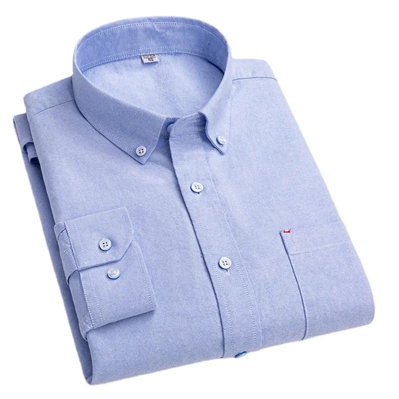 Men Casual Shirt 100% Cotton Oxford Long Sleeve Plaid Shirt for Man Casual White Checkered Male Clothing Solid Print Easy Care 
Men Casual Shirt 100% Cotton Oxford Long Sleeve Plaid Shirt for Man Casual White Checkered Male Clothing Solid Print Easy Care