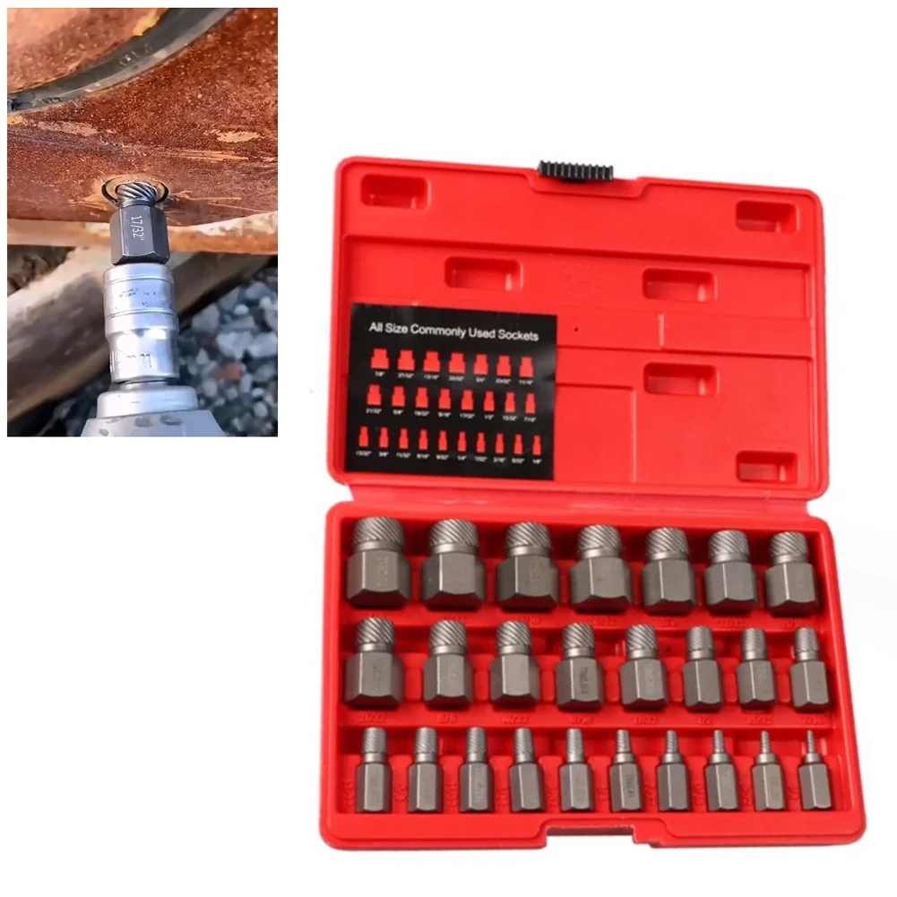 25pc Screw Extractor Damaged Screw Remover Metal Drill Bits Screws Broken Bolt Stud Extractor Slip Teeth Demolish Stripped Tools
25pc Screw Extractor Damaged Screw Remover Metal Drill Bits Screws Broken Bolt Stud Extractor Slip Teeth Demolish Stripped Tools
