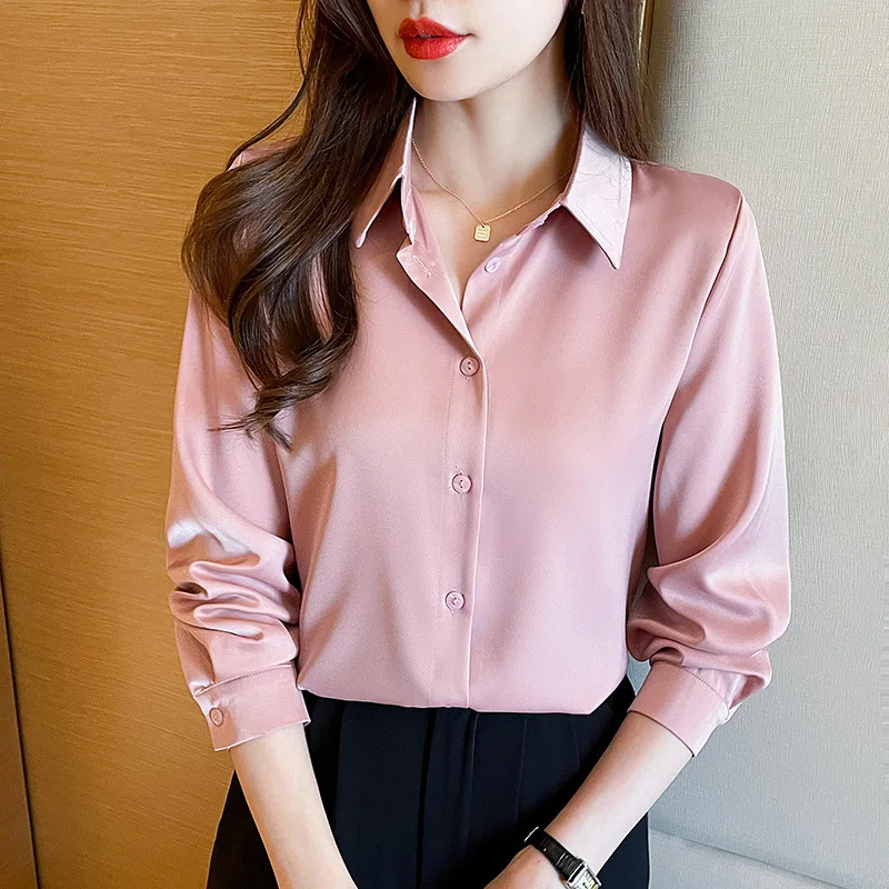 Satin Blouse Women Formal Tops 2023 Spring Fashion Turn-down Collar Long Sleeve White Button Up Cardigan Shirt Woman Office Wear
Satin Blouse Women Formal Tops 2023 Spring Fashion Turn-down Collar Long Sleeve White Button Up Cardigan Shirt Woman Office Wear