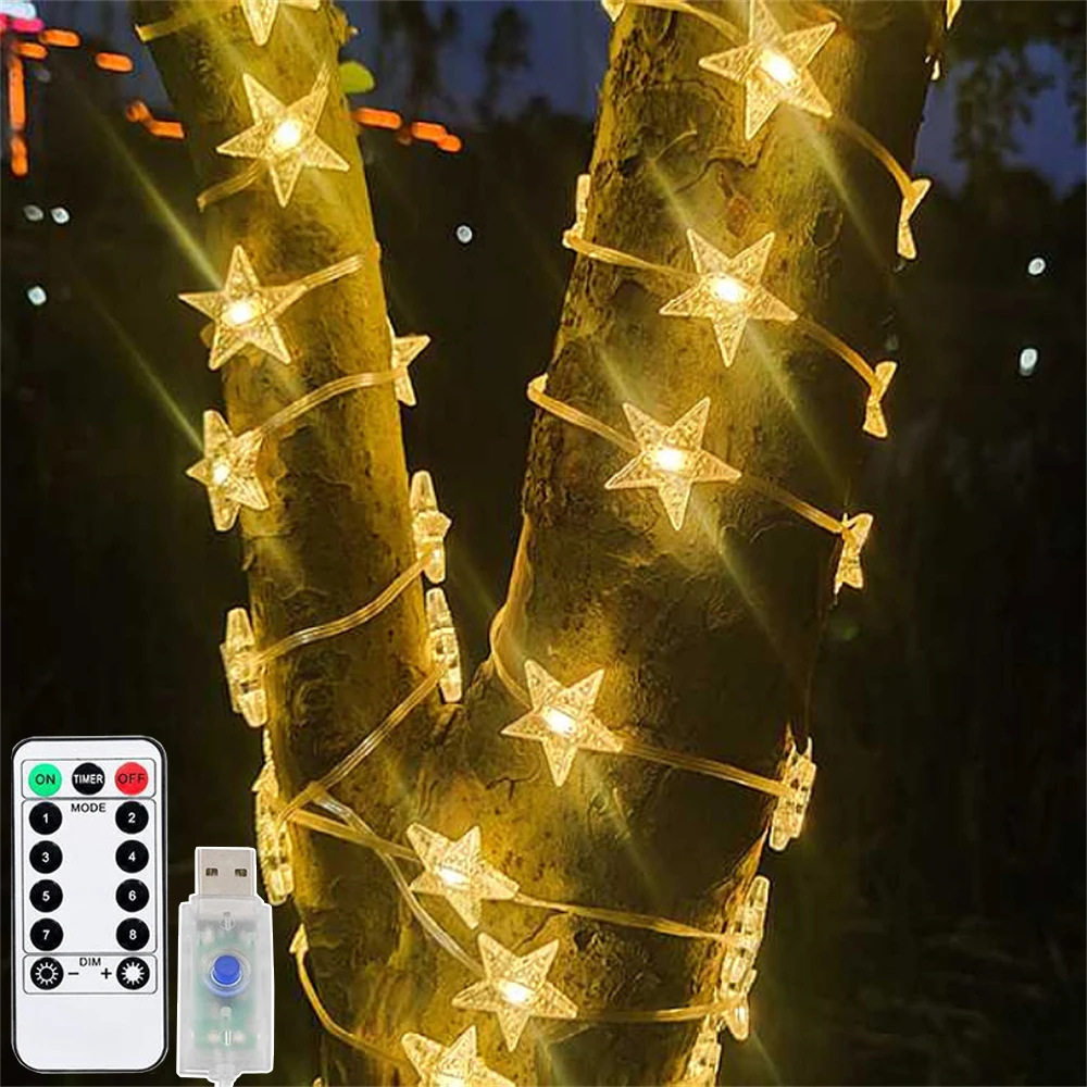 20/30/40leds Christmas Tree Decoration Lights 8 Modes Holiday Fairy Stars Lights String for Wedding New Year Wedding Home Party
20/30/40leds Christmas Tree Decoration Lights 8 Modes Holiday Fairy Stars Lights String for Wedding New Year Wedding Home Party