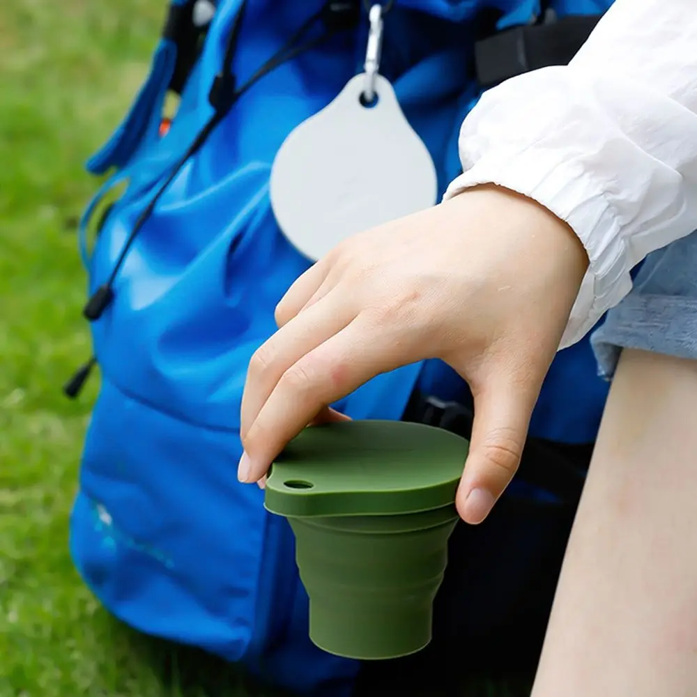 

Силиконовая мини-чашка с крышкой для кемпинга, чашка для путешествий на открытом воздухе, складная чашка, кружка для питья, выдвижная чашка, кофейные кружки