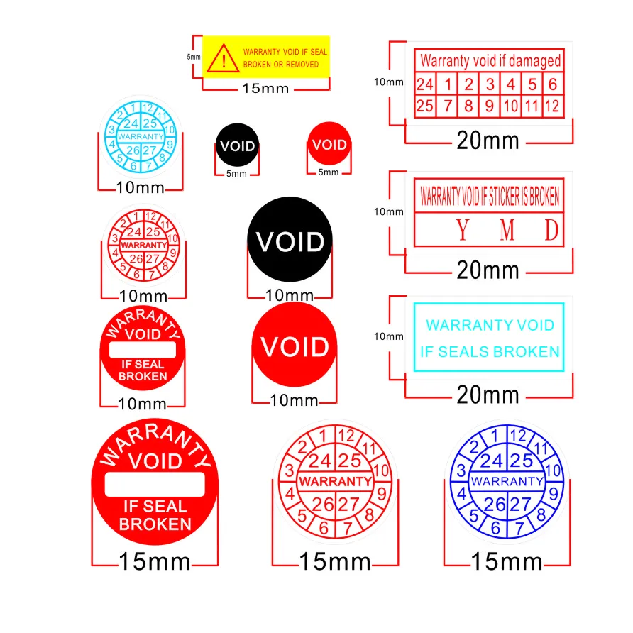 

500pcs/lot Warranty sealing label crispness sticker void if damaged, with 24-27 years and months Free shipping