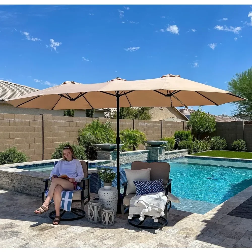 Large Umbrella with Base Included, Rectangular Outdoor Umbrella Heavy Duty, Market Umbrella Double-sided Fade Resistan Beige
Large Umbrella with Base Included, Rectangular Outdoor Umbrella Heavy Duty, Market Umbrella Double-sided Fade Resistan Beige