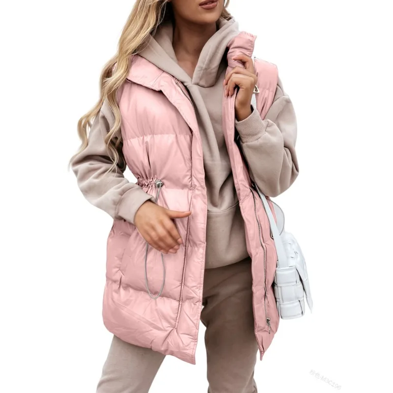 2023 Autumn Winter Parkas Vest Women Loose Solid Pocket Drawstring Parkas Women Sleeveless Zipper Turn-down Collar Vest Coat
2023 Autumn Winter Parkas Vest Women Loose Solid Pocket Drawstring Parkas Women Sleeveless Zipper Turn-down Collar Vest Coat