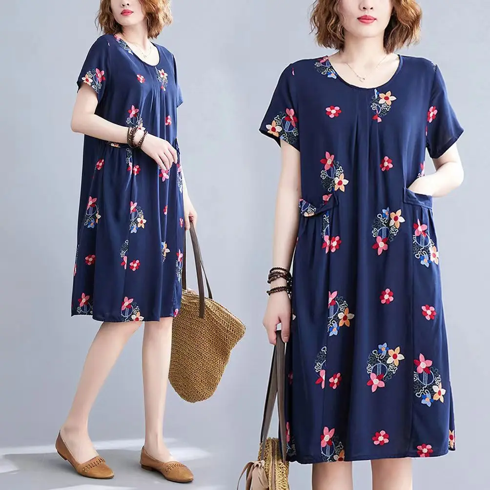 2024 New Fashion Women Summer Casual O-Neck Dresses Female O-neck A-line Vestidos Ladies Short Sleeve Print Floral Dress B40
2024 New Fashion Women Summer Casual O-Neck Dresses Female O-neck A-line Vestidos Ladies Short Sleeve Print Floral Dress B40