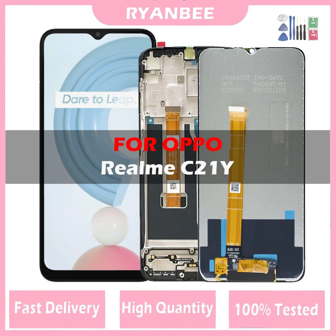 

Оригинальный ЖК-дисплей 6,5 дюйма для Oppo Realme C21Y RMX3261 RMX3263, ЖК-дисплей с сенсорным экраном и рамкой, для замены ЖК-дисплея Oppo Realme-C21Y