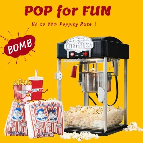 

Popper Machine-4 OZ Vintage Professional Popcorn Maker Theater Style with Nonstick Kettle Warming Light and Serving Scoop. (Red)