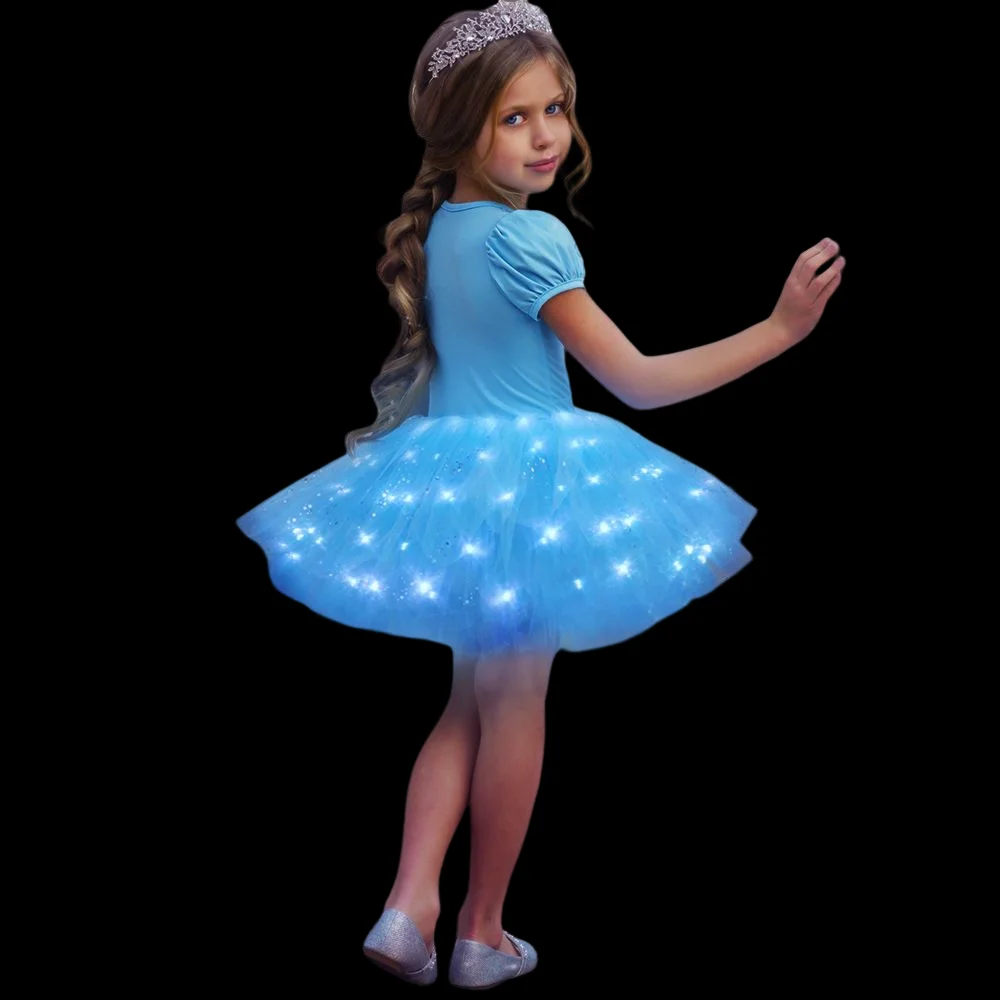 

LED Light Up 3-10 Years Girls Cinderella Princess TUTU Dress Baby Girl Stage Shows Christmas Birthday Party Carnival Costume