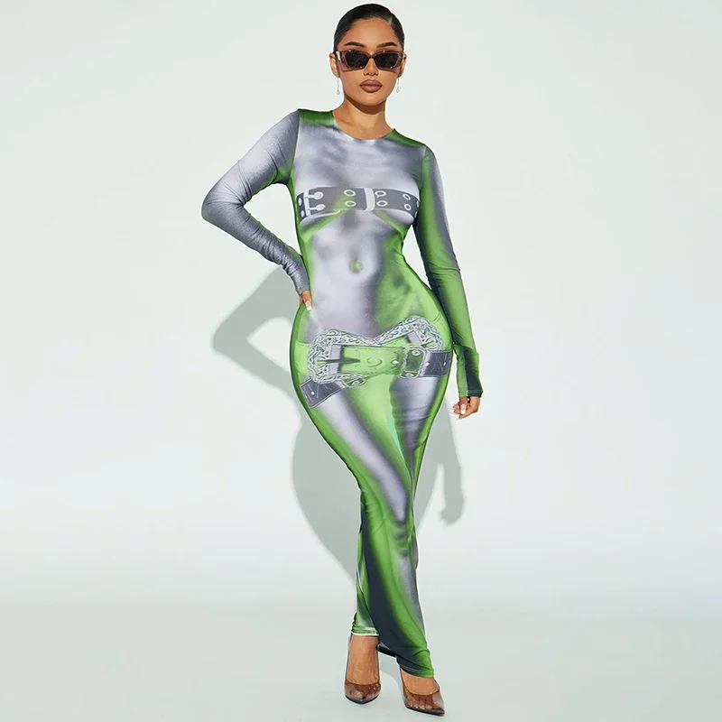2024 Fashion Trendy Body Chain Print Hot Patchwork Dress O Neck Casual Long Sleeves Dress Spring Streetwear For Women
2024 Fashion Trendy Body Chain Print Hot Patchwork Dress O Neck Casual Long Sleeves Dress Spring Streetwear For Women