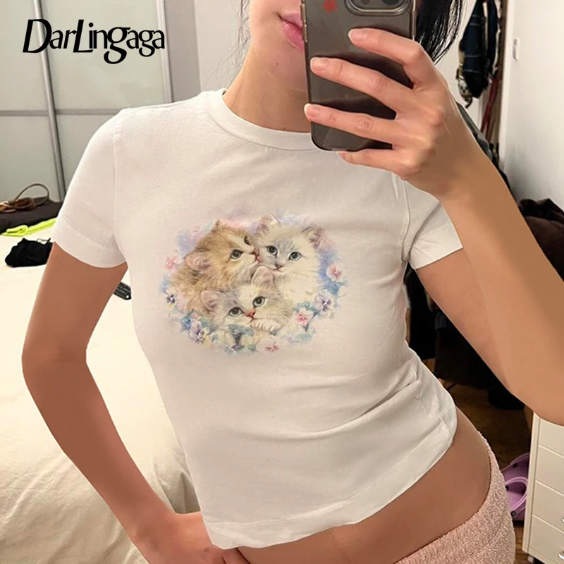 Darlingaga Korean Cat Printed Bodycon Crop Top Summer Harajuku Y2K Kawaii Clothes Women's Tee Shirts Cutecore Preppy Style Short
Darlingaga Korean Cat Printed Bodycon Crop Top Summer Harajuku Y2K Kawaii Clothes Women's Tee Shirts Cutecore Preppy Style Short