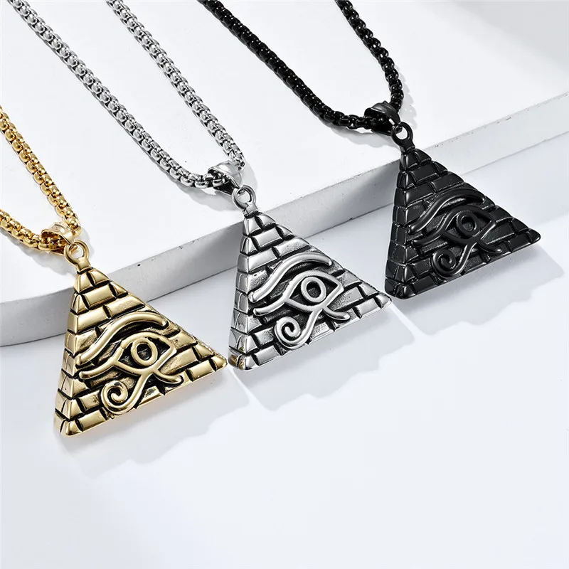 Vintage Mens Pyramid Pendant Necklace Stainless Steel Ancient Egypt Eye Of Horus Necklace For Men's Gift Jewelry
Vintage Mens Pyramid Pendant Necklace Stainless Steel Ancient Egypt Eye Of Horus Necklace For Men's Gift Jewelry