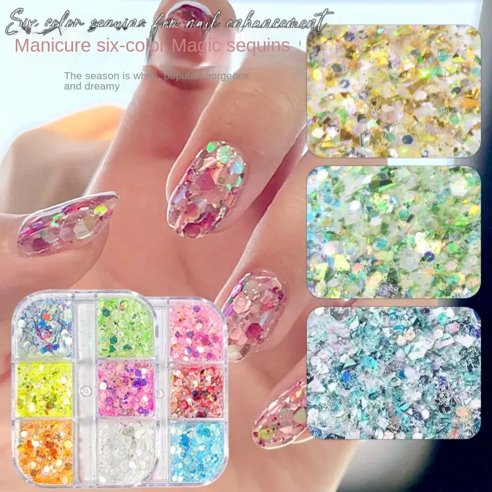 Women 6 Grids Makeup Nail Charms Nail Art Patchs Nail Glitter Flakes Nail Decorations Nail Jewelry Luminous Nail Sequins
Women 6 Grids Makeup Nail Charms Nail Art Patchs Nail Glitter Flakes Nail Decorations Nail Jewelry Luminous Nail Sequins