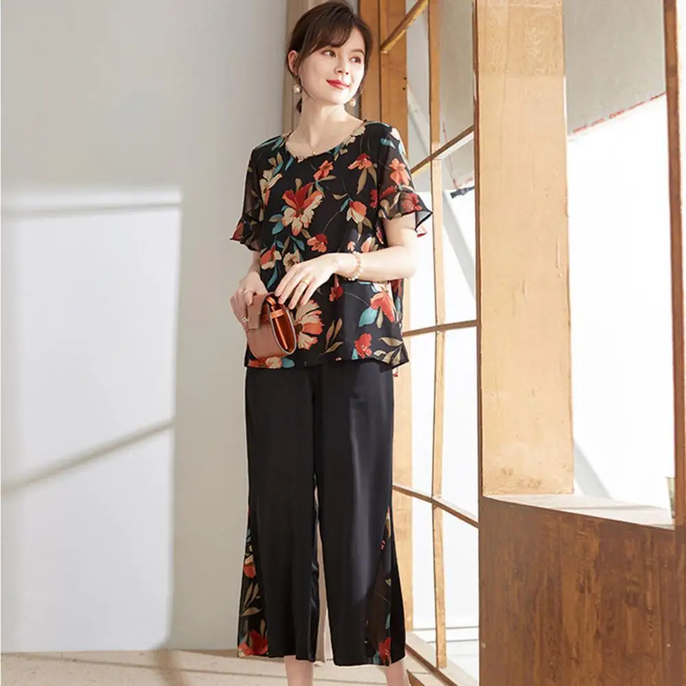 Женские топы и брюки с цветочным принтом, футболка с круглым вырезом и рукавами с оборками, свободные укороченные брюки с широкими штанинами, повседневный наряд, 2 шт./комплект
Женские топы и брюки с цветочным принтом, футболка с круглым вырезом и рукавами с оборками, свободные укороченные брюки с широкими штанинами, повседневный наряд, 2 шт./комплект