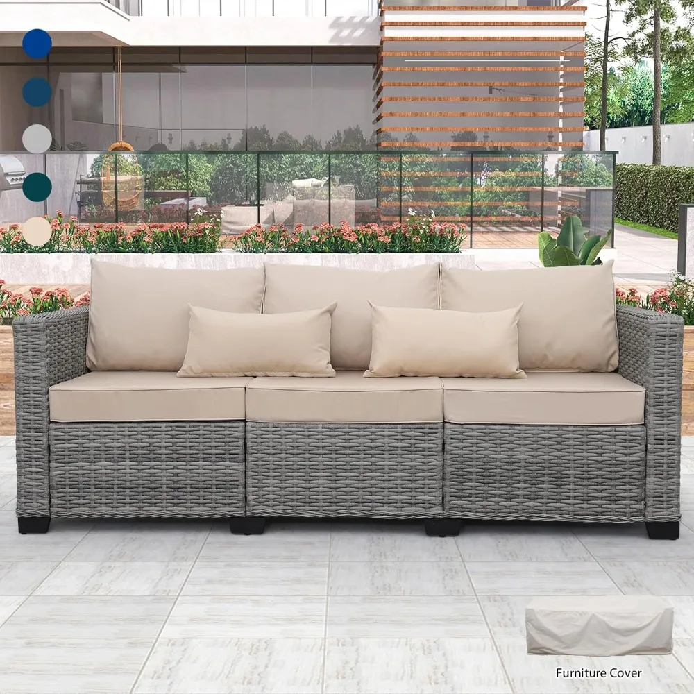Patio Furniture 3-seat Sofa Grey Wicker Outdoor Furniture Outdoor Couch Deep Seat Hight Backrest with Waterproof Cover
Patio Furniture 3-seat Sofa Grey Wicker Outdoor Furniture Outdoor Couch Deep Seat Hight Backrest with Waterproof Cover
