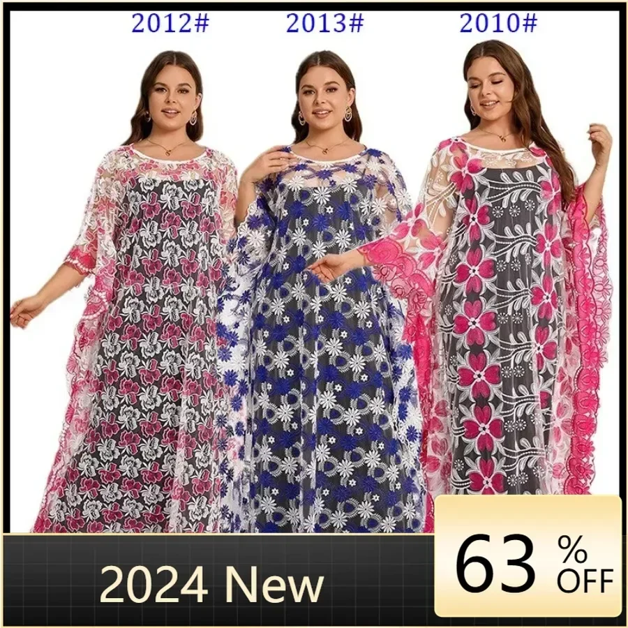 Plus Size African Weddding Party Dresses for Women 2024 Summer Elegant Lace Long Maxi Dress Muslim Fashion Abaya With Inner
Plus Size African Weddding Party Dresses for Women 2024 Summer Elegant Lace Long Maxi Dress Muslim Fashion Abaya With Inner