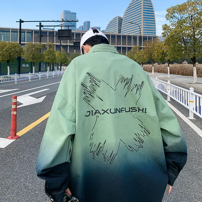 Spring Lapel Gradient Contrast Color Shirts Loose Casual Long Sleeve Overalls Hiphop Street Top Oversize Outerwear Men's Clothes
Spring Lapel Gradient Contrast Color Shirts Loose Casual Long Sleeve Overalls Hiphop Street Top Oversize Outerwear Men's Clothes