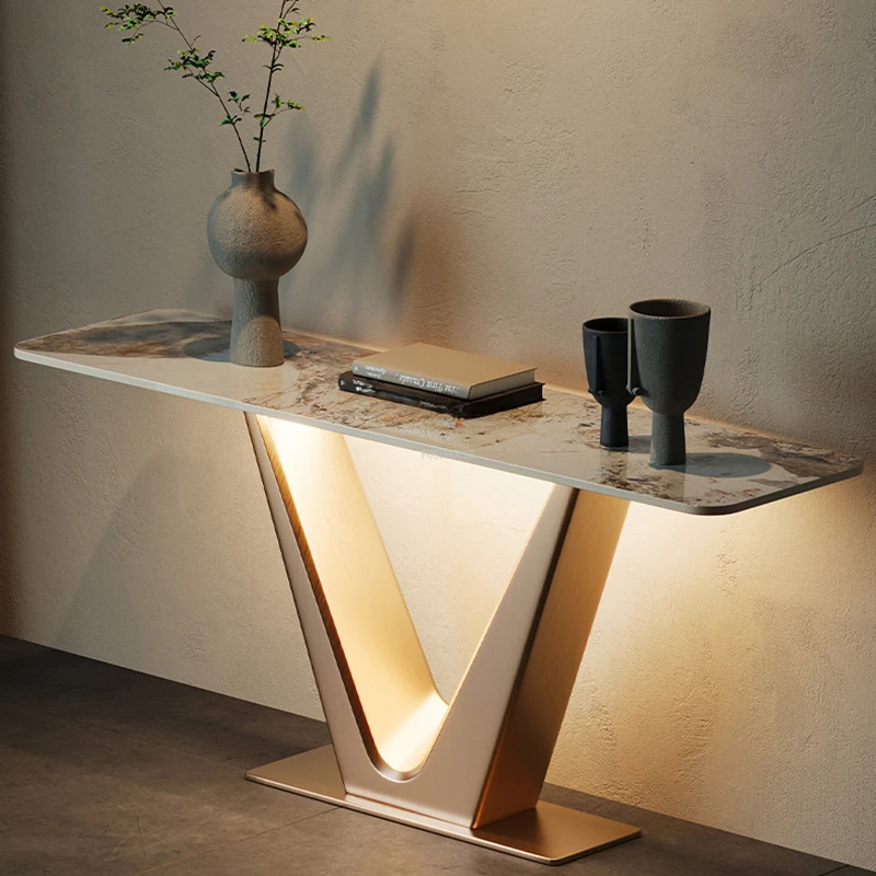 Steel Entrance Console Side Tables Italian Home Light Luxury Living Room Porch Table With Lamp Modern Slate Table Furniture
Steel Entrance Console Side Tables Italian Home Light Luxury Living Room Porch Table With Lamp Modern Slate Table Furniture