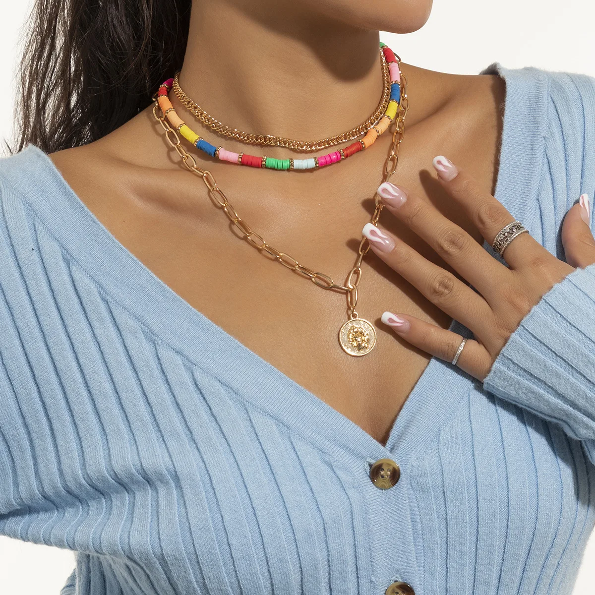 Ethnic Style Colorful Soft Ceramic Portrait Tag Metal Chain Stacked Strap Necklace
Ethnic Style Colorful Soft Ceramic Portrait Tag Metal Chain Stacked Strap Necklace