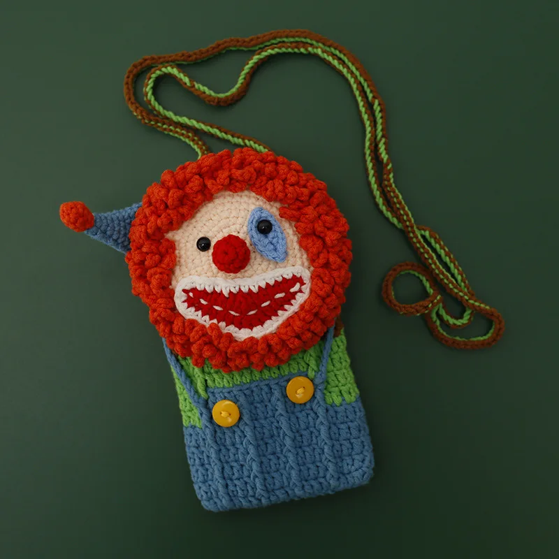 Creative Handmade Crochet Shoulder Knit Bag Mini Side Satchel Clown Shaped Small Knit Stylish Phone Flap Pouch Crossbody Bag
Creative Handmade Crochet Shoulder Knit Bag Mini Side Satchel Clown Shaped Small Knit Stylish Phone Flap Pouch Crossbody Bag