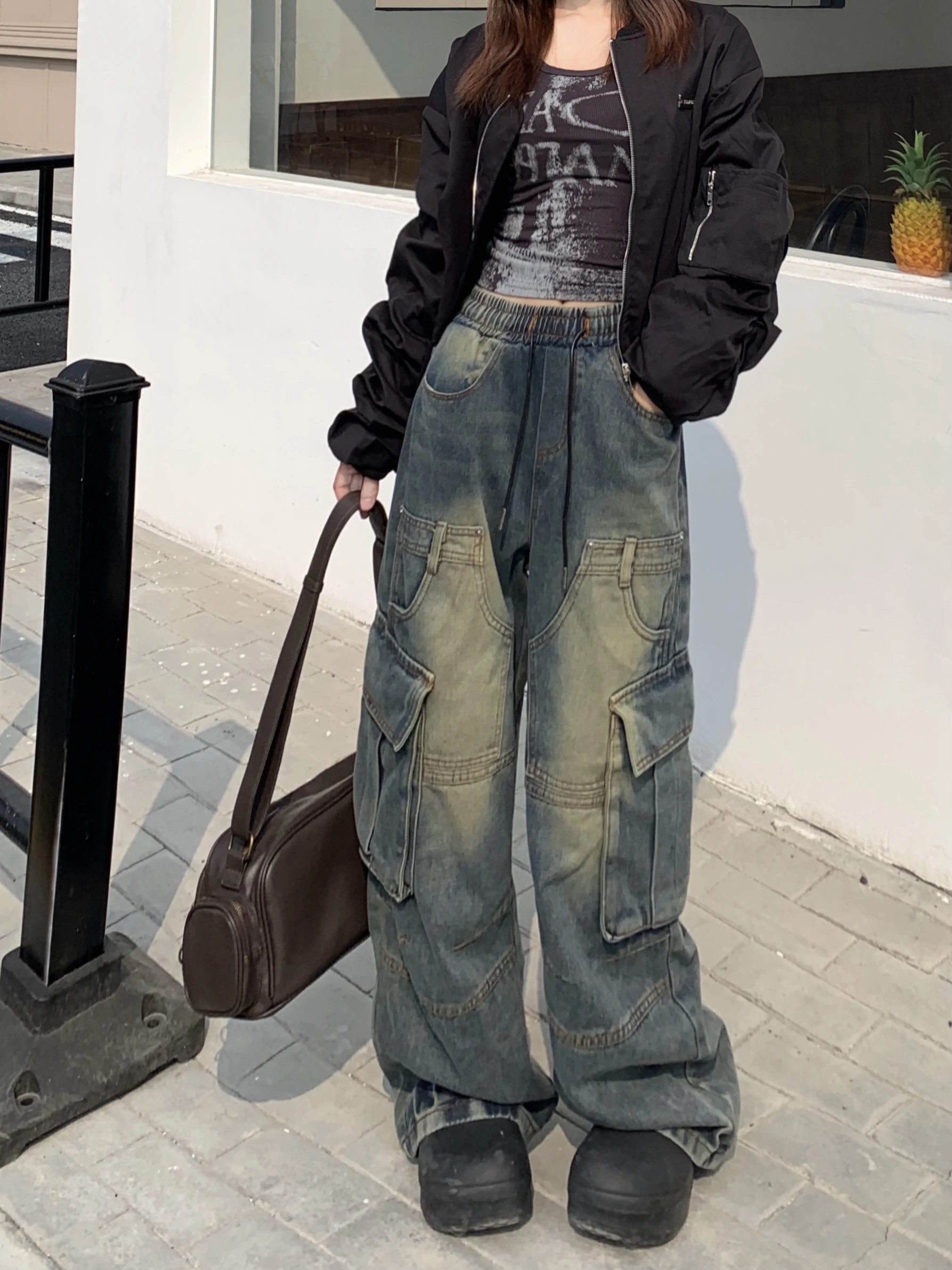 

Women Denim Flared Pants Casual Solid Color Stretchy High Waist Bell Bottom Jeans Streetwear Baggy Jeans For Women Trousers Y2K