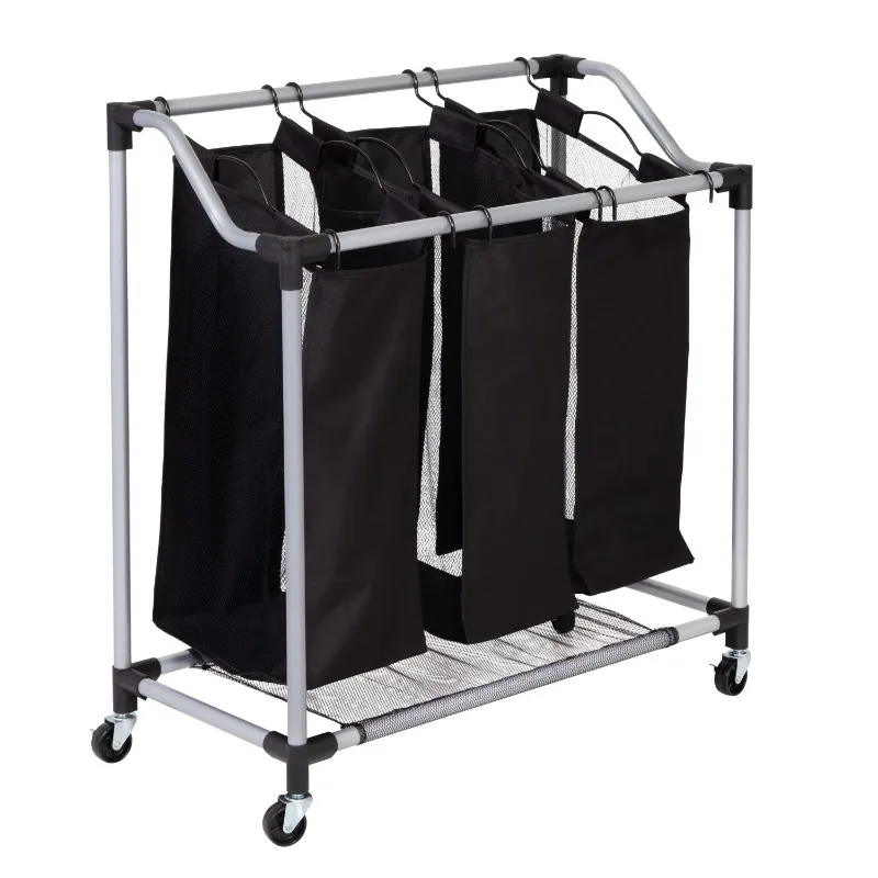 

Honey Can Do Elite Triple Laundry Sorter with Removable Bags, Black/Gray Laundry Bags