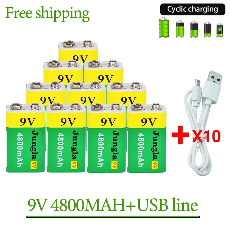 Rechargeablebattery Original9V 4800mAh Li-ion Micro USB Batteries 9 V Lithium for Multimeter Microphone Toy Remote ControlKTVuse
Rechargeablebattery Original9V 4800mAh Li-ion Micro USB Batteries 9 V Lithium for Multimeter Microphone Toy Remote ControlKTVuse