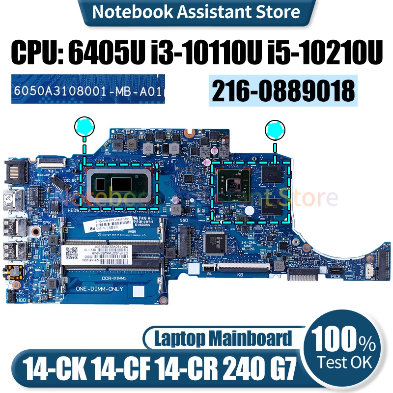 

For HP 14-CK 14-CF 14-CR 240 G7 Laptop Mainboard 6050A3108001 L68265-601 6405U i3-10110U i5-10210U Notebook Motherboard