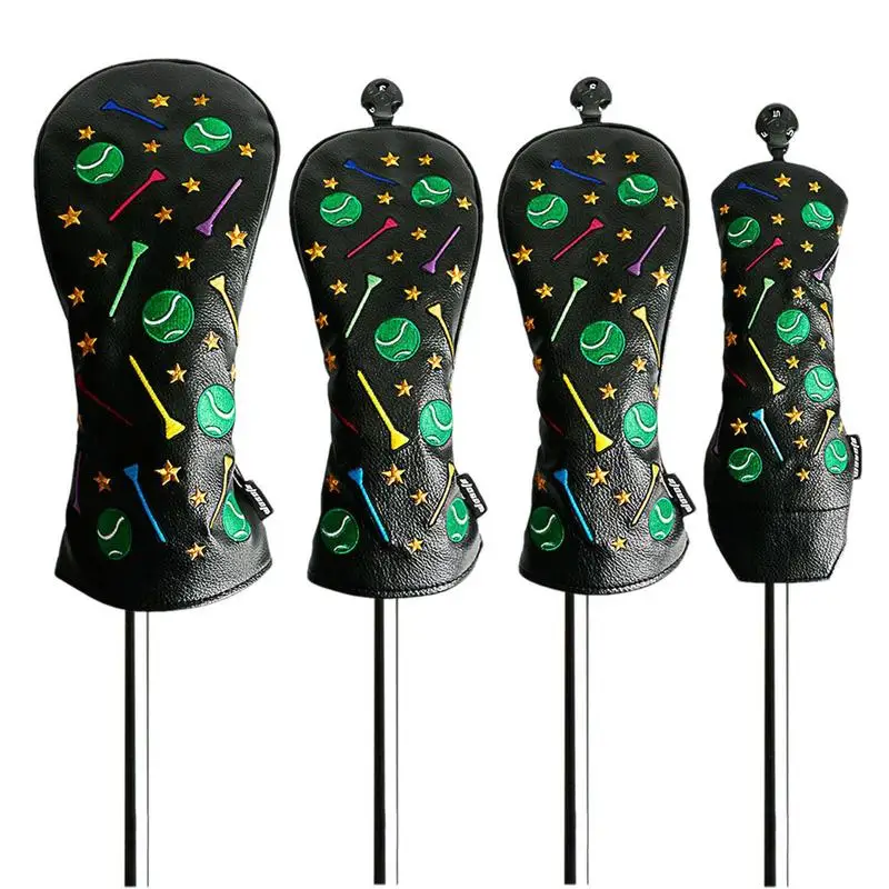 

Golf Club Covers 4 Pcs Portable Pu Leather Club Head Covers Set Head Covers For Driver Fairway Woods And Hybrid Driver Headcover