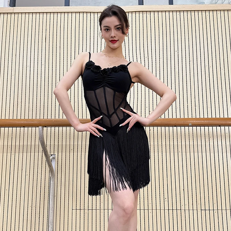 Backless Black Latin Dance Dress Women Mesh Latin Fringed Dress Ballroom Dance Competition Costume Stage Performance Wear SL8440
Backless Black Latin Dance Dress Women Mesh Latin Fringed Dress Ballroom Dance Competition Costume Stage Performance Wear SL8440