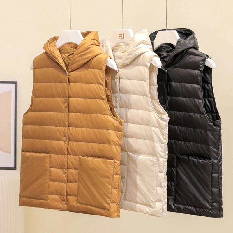 High Quality Winter Ultra Light Thin Duck Down Vest Hoode Quilted Jacket Women Autumn Feather Short Warm Basic Casual Waistcoat
High Quality Winter Ultra Light Thin Duck Down Vest Hoode Quilted Jacket Women Autumn Feather Short Warm Basic Casual Waistcoat