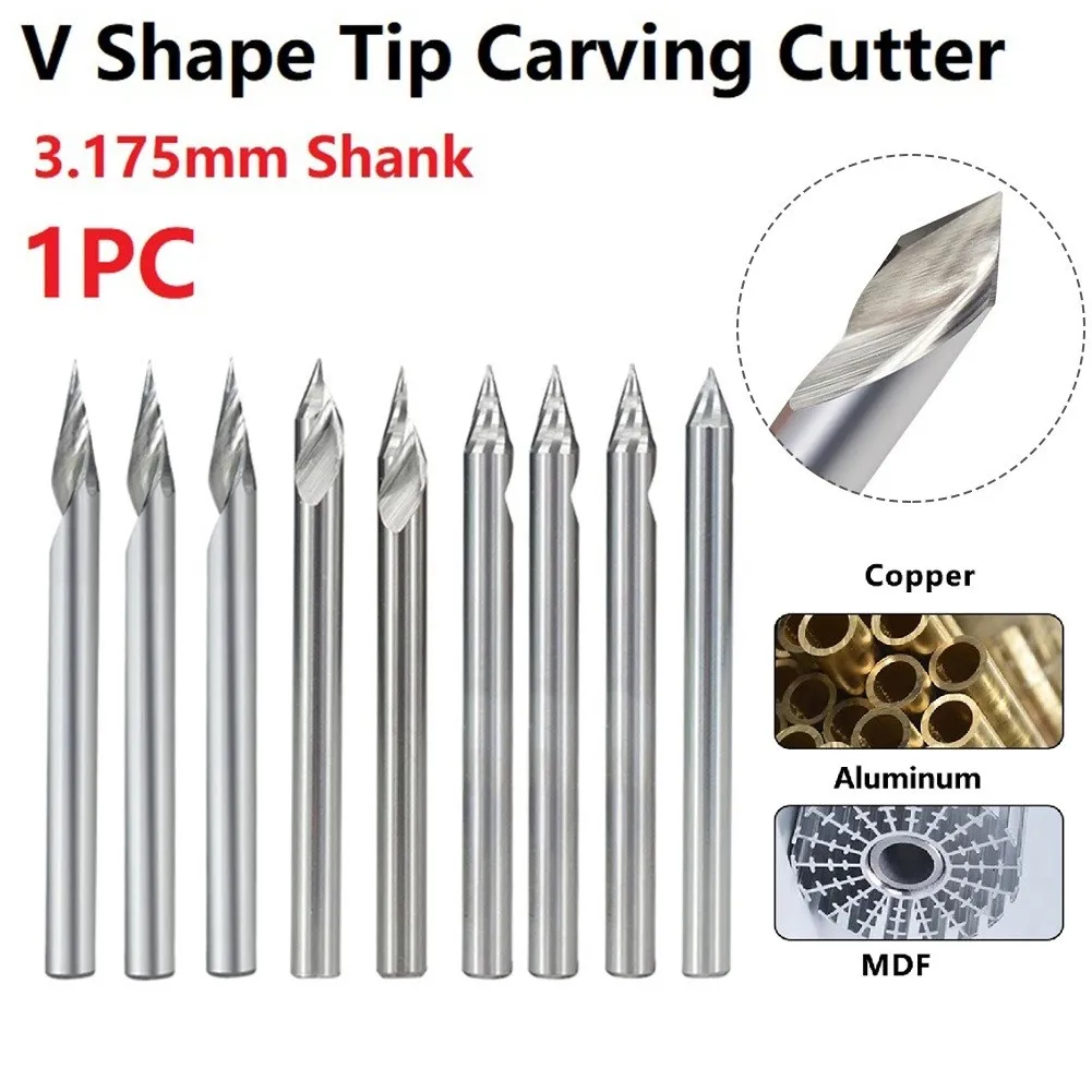 3.175mm 3D Engraving Bit V Shape Tip End Milling Cutter 20-60 Degree Tip Carbide Drill Tool Parts Andaccessories
3.175mm 3D Engraving Bit V Shape Tip End Milling Cutter 20-60 Degree Tip Carbide Drill Tool Parts Andaccessories