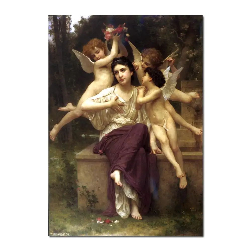 

Angels Paintings by William Adolphe Bouguereau art oil Canvas Dream of Spring High quality Hand painted