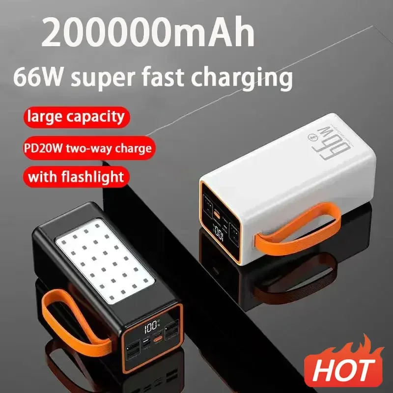

66W 200000mAh Power Bank Large Capacity PD20W Powerbank Portable Fast Charger External Battery For iPhone Xiaomi Samsung