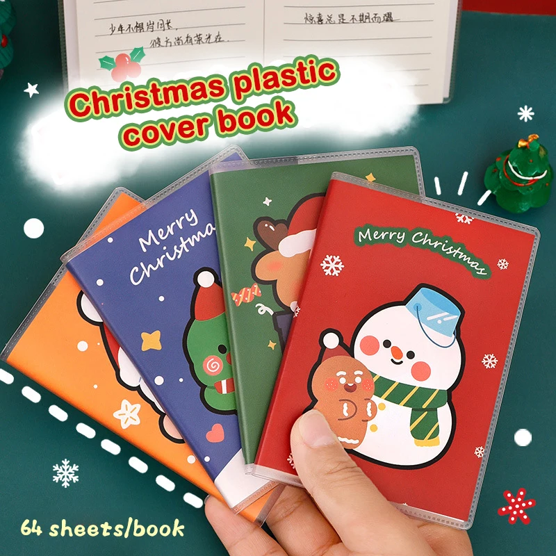

64Sheets/Book Notebook A7 Student Stationery Kawaii Cute Cartoon Christmas Practice Note Planner Journal Memos Diary Notepad