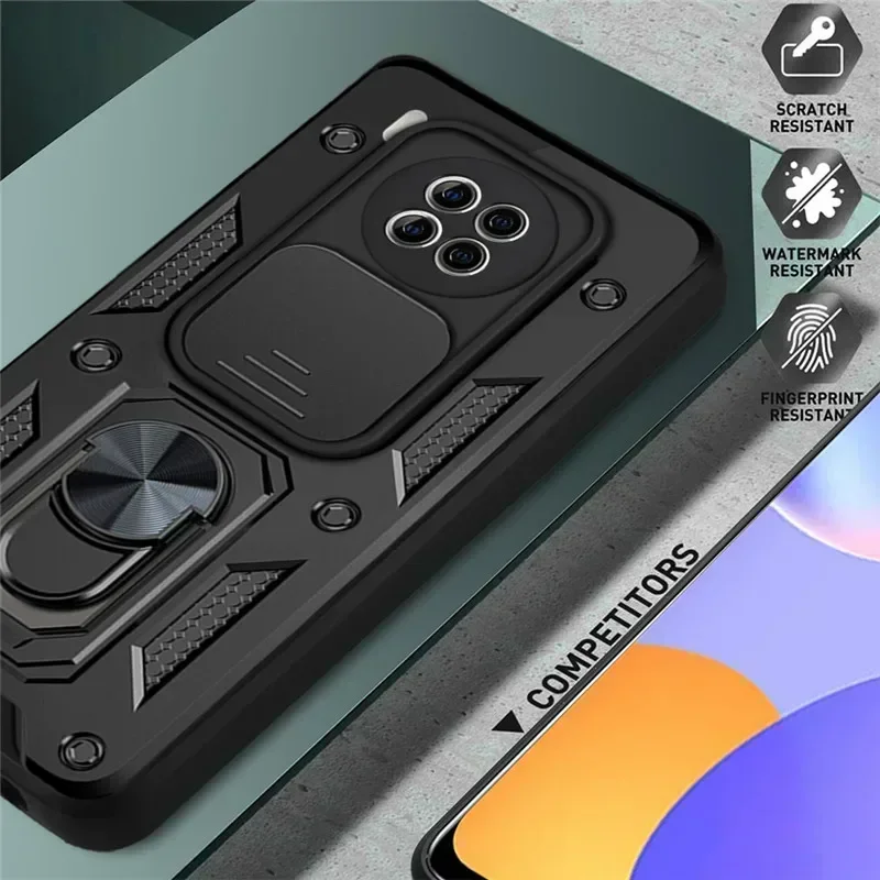 

For Huawei Y9A Case Shockproof Armor Finger Holder Magnetic Metal Ring Cases For Huawei Y9a 2020 FRL-22 FRL-23 Y 9A Y9 A Cover