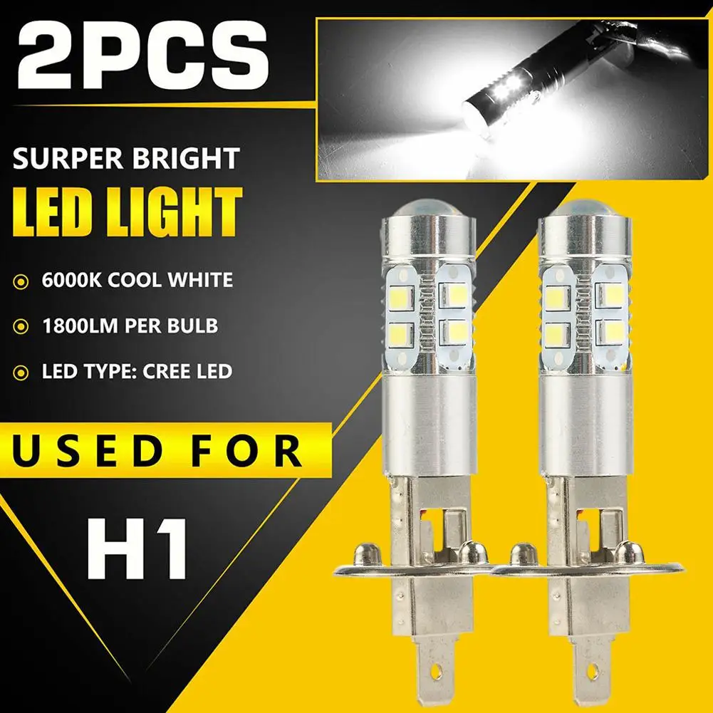 

2pcs H1 LED Headlamp Bulb 6000k 100W High Low Beam Fog Driving White Light Bulbs Auto Car Truck SUV Headlamp