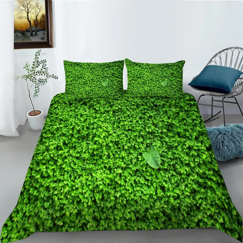 

Green Duvet Cover Set Queen Size Tropical Rainforest Green Plant Palm Leaf Comforter Cover for Kids Teen Microfiber Quilt Cover