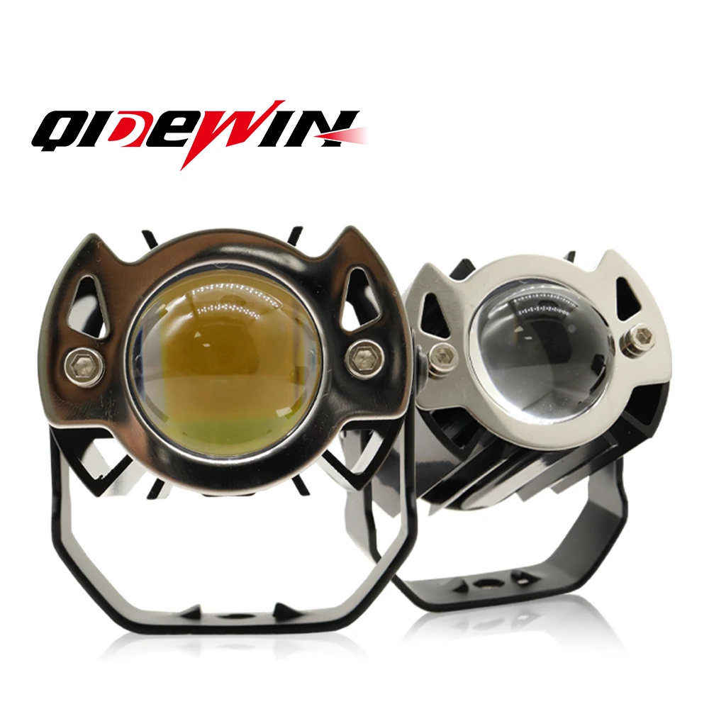 

QIDEWIN 1/2PCS Motorcycle LED Fog Light High Low Beam 60W 9V-85V Yellow White Flash Motorcycle Auxiliary Headlight Spotlights