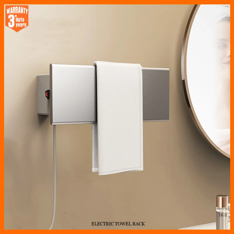 

Bathroom Aluminum Alloy Frosting One Click Start Built-in Thermostat 55 degrees Celsius Hidden Wire Towel Dryer Towel Heater