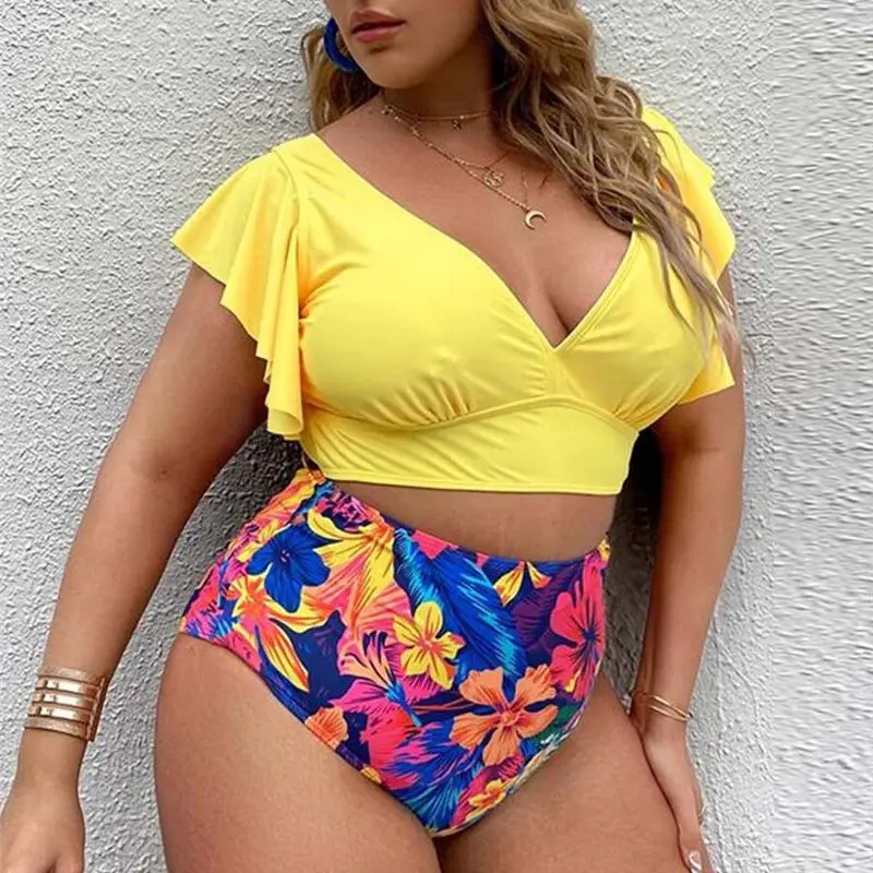New Fashion Ruffles Printed Two Piece Bikinis Set For Women Swimwear High Waist Swimming Bathing Suit Beachwear Swimsuits L-4XL
New Fashion Ruffles Printed Two Piece Bikinis Set For Women Swimwear High Waist Swimming Bathing Suit Beachwear Swimsuits L-4XL