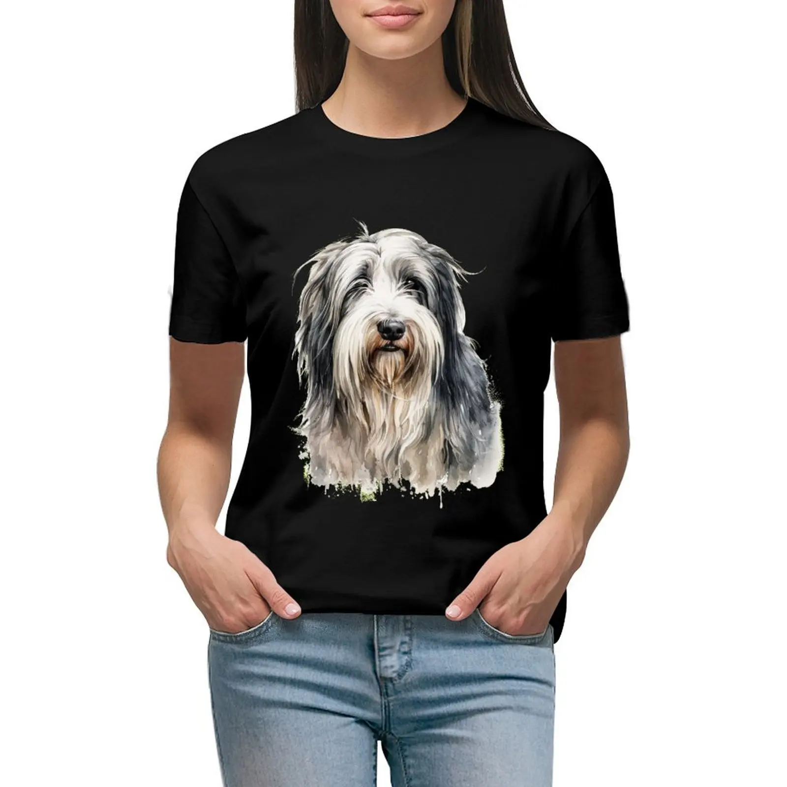 

Beautiful Bearded Collie - kawaii T-shirt graphics animal print shirt for girls female new edition t shirts for Women