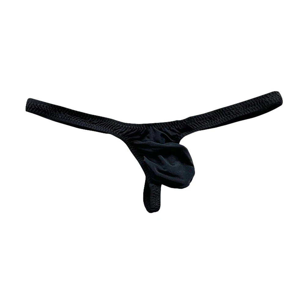 

Men Ice Silk G-string Low Rise Panties Bulge Pouch Underwear Stretchy Soft Brief Male Seamless Underpants Open Butt T-back Thong