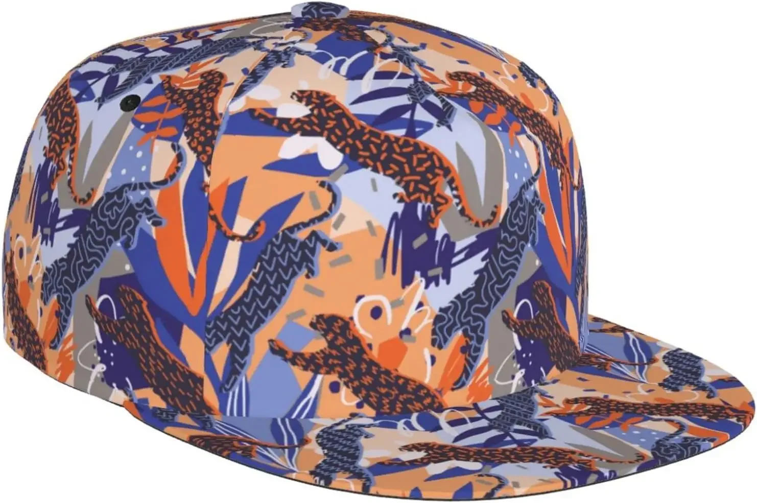 

Leopard with Tropical Leaves Adjustable Snapback Hat for Men Women Sun Cap Hip Hop Cap Baseball Cap Flat Bill Brim Hat custom