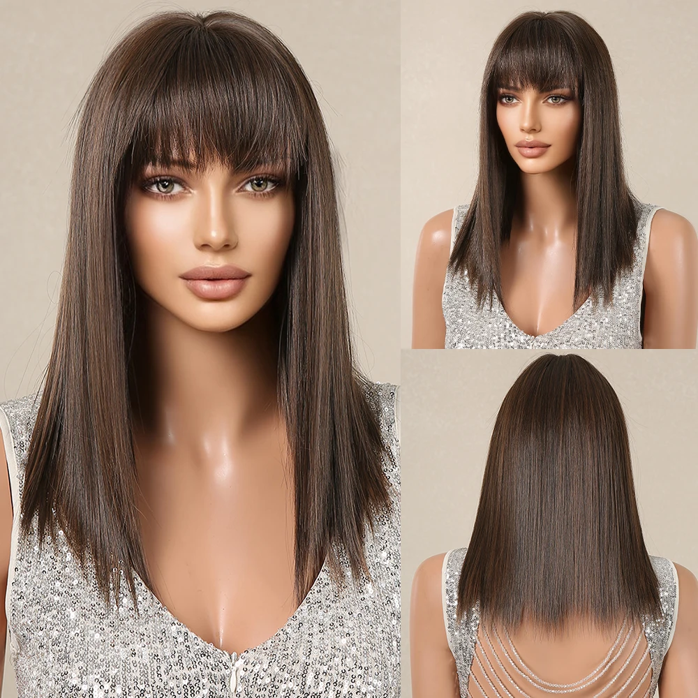 ALAN EATON Medium Length Dark Brown Straight Synthetic Wigs with Bangs for Women Natural Looking Smooth Wig Heat Resistant Fiber
ALAN EATON Medium Length Dark Brown Straight Synthetic Wigs with Bangs for Women Natural Looking Smooth Wig Heat Resistant Fiber