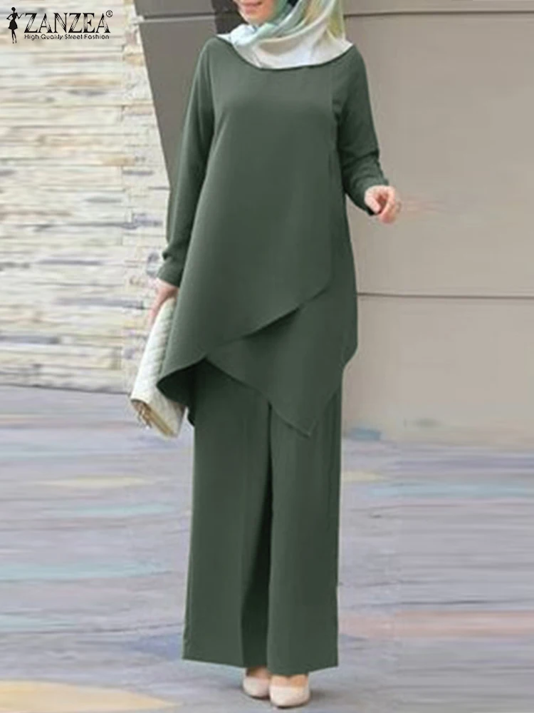 Muslim Fashion Matching Set Women Full Sleeved Blouse and Solid Loose Pants ZANZEA Turkish Abayas Kaftan Ramadan Isamic Clothing
Muslim Fashion Matching Set Women Full Sleeved Blouse and Solid Loose Pants ZANZEA Turkish Abayas Kaftan Ramadan Isamic Clothing