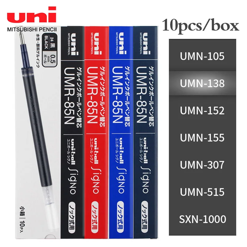 

10 Pcs/box Uni UMR-83/85N Pen Refill 0.38/0.5mm for UMN-105 UMN-152 UMN-207 Waterproof Ink Office Accessories Gel Pen Refill