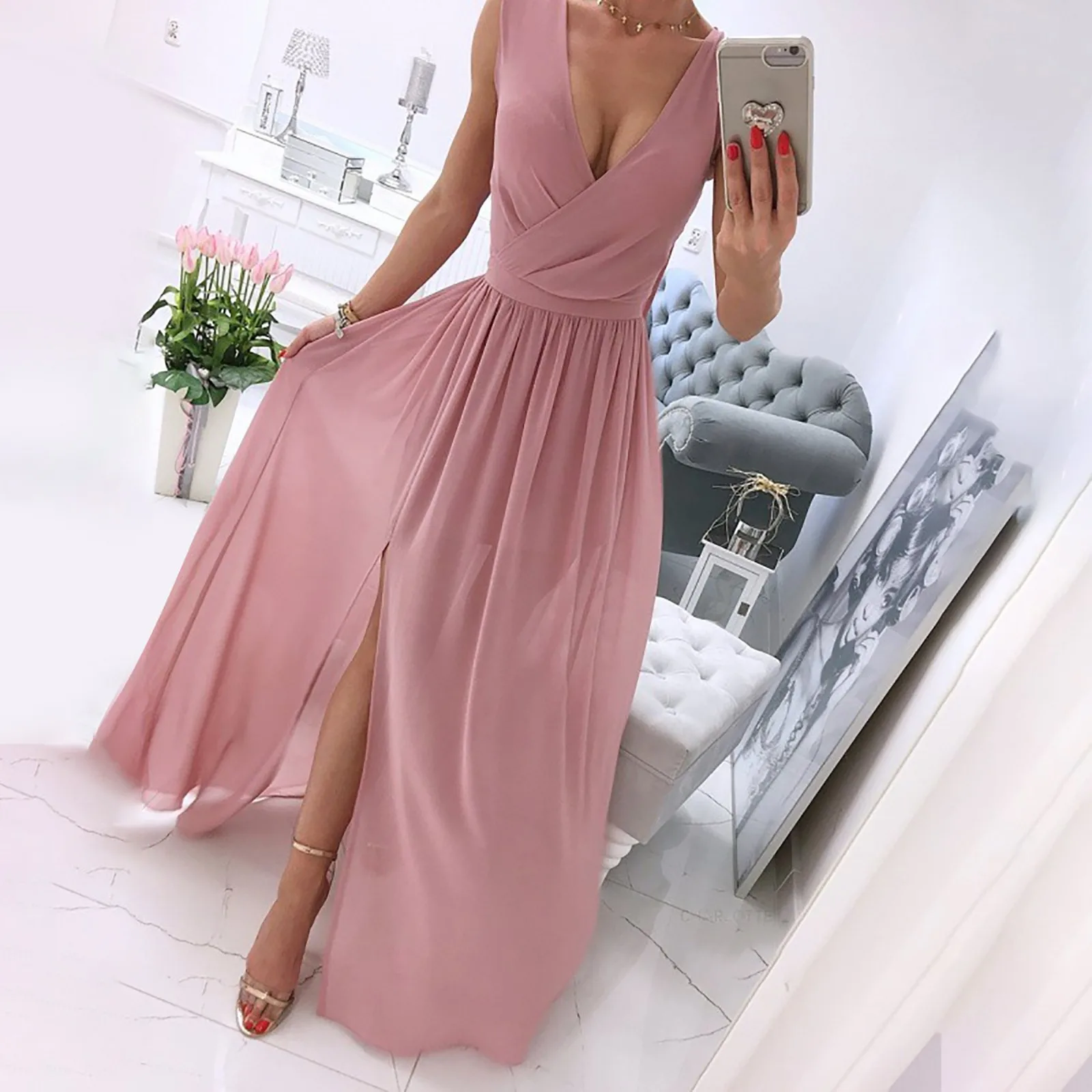 Women's Cross Neck Dresses Summer Sleeveless Tiered Beach Strap Smocked Long Dresses Pleated Side Slit Maxi Dress vestido femini
Women's Cross Neck Dresses Summer Sleeveless Tiered Beach Strap Smocked Long Dresses Pleated Side Slit Maxi Dress vestido femini