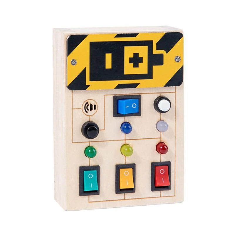 

1 PCS Power Baby Montessori Wooden Busy Board With LED Light Sensory Educational Toys Wooden For Toddlers 1-3Y Toggle Switch Toy