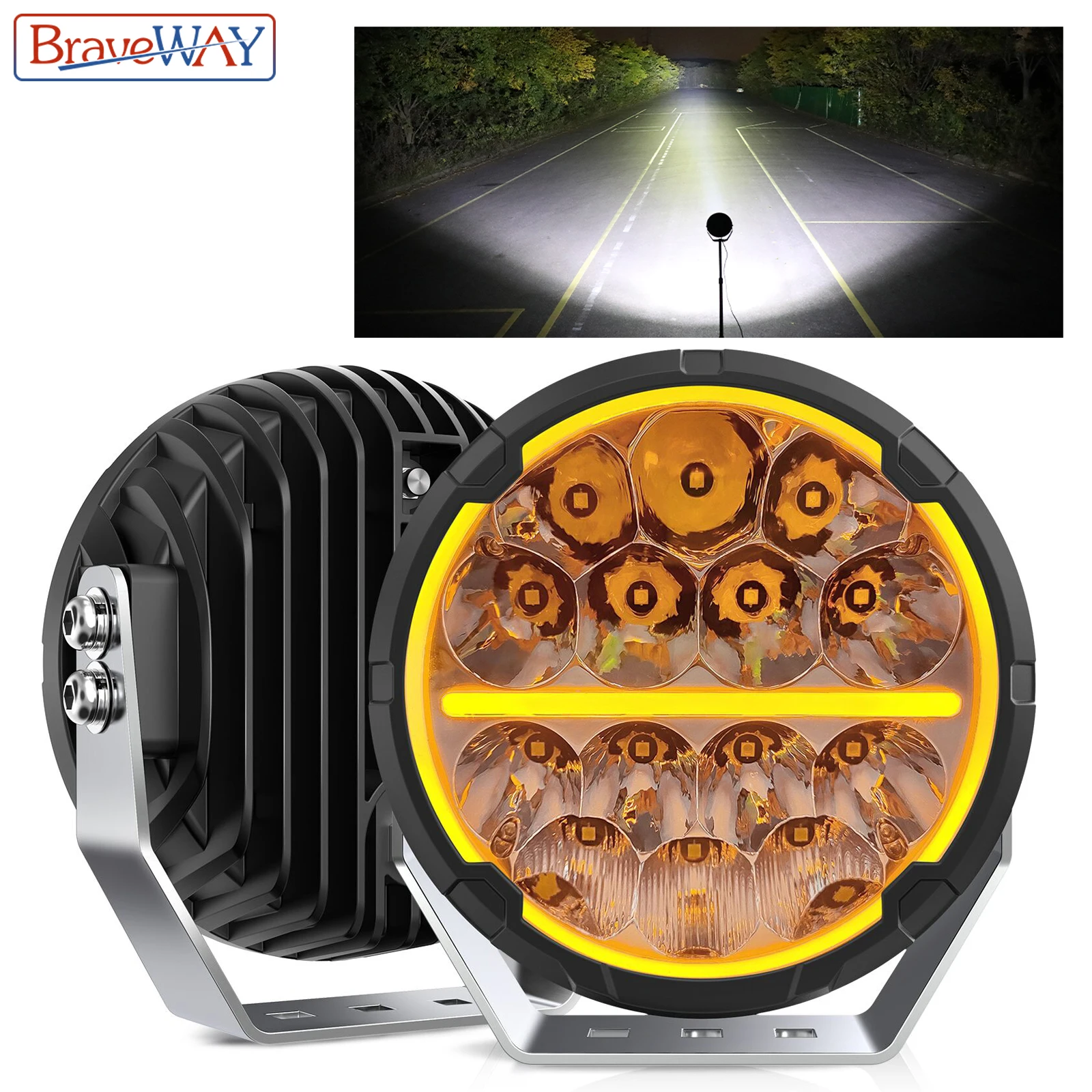 

BraveWAY Супер яркий 6,5-дюймовый светодиодный рабочий фонарь для внедорожника Пикап ATV UTV 4WD 4x4 Светодиодный фар вождения с ДХО + сигналом поворота