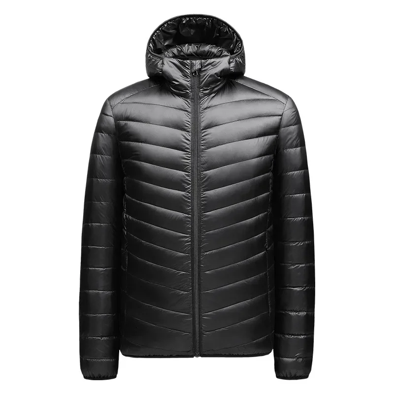 

Plus Size 5xl 6xl 7xl Men's Fashion Hooded Puffer Jackets 2023 New Autumn Winter White Duck Down Ultra Lightweight Packable Coat